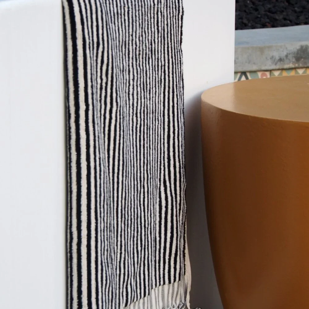 Large Black & White Striped Double Sided Turkish Beach Bath Towel